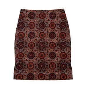 Loft Outlet Skirt Rust Black Floral Medallion Tailored Pencil Skirt Size 0P NEW
